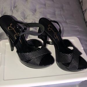 Black strappy high heel